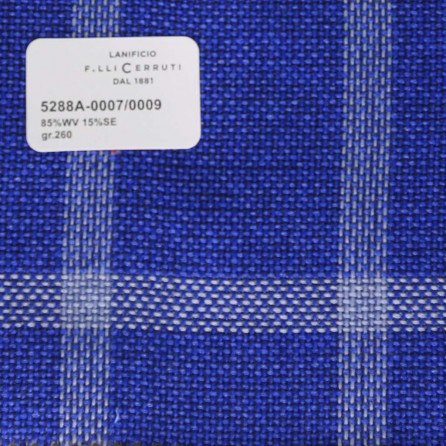 5288a-0007/0009 Cerruti Lanificio - Vải Suit 100% - Xanh Dương Caro